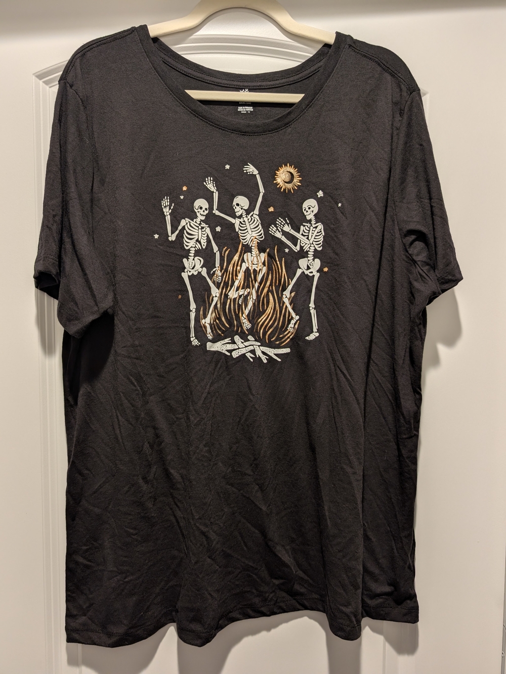 Target Black Short-Sleeve Tee with Dancing Skeletons and Bonfire Graphic